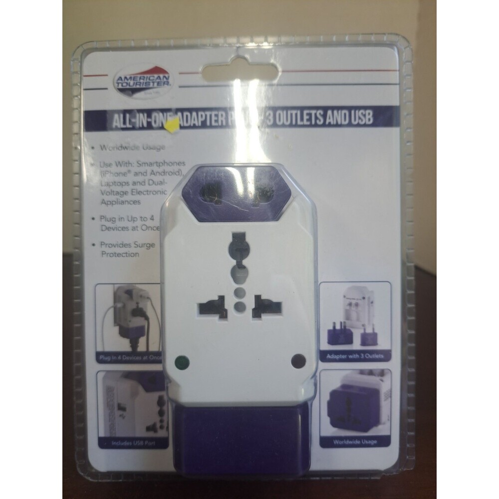 American Tourister All In On Adapter Plug 3 Outlets And USB